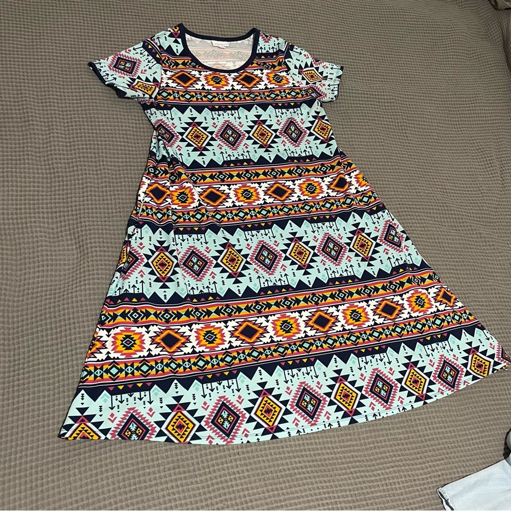 LuLaRoe Pastel Geometric Pattern Dress